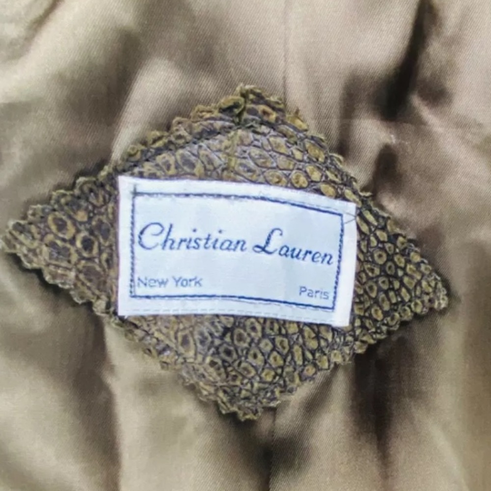 CHRISTIAN LAUREN 80s Suede Leather Jacket Textured VNTG Olive Green NY Buttery - Picture 11 of 11